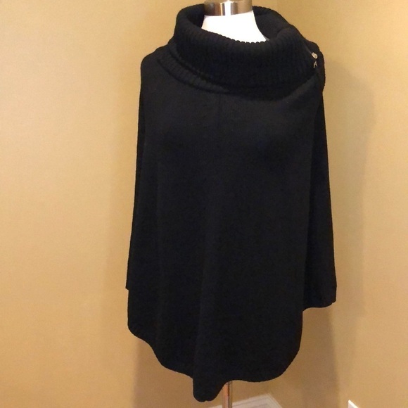Theory Black Wool Cowl Neck Poncho Cape S - Picture 2 of 9